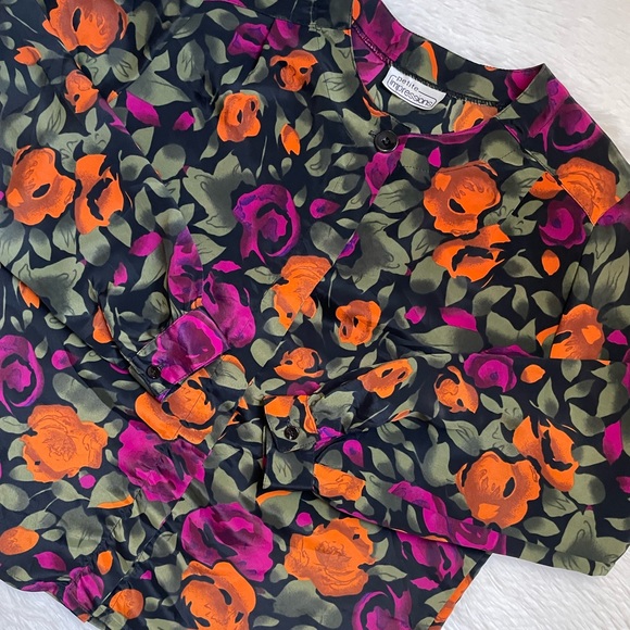Vintage 90s petite impressions floral fall button up - Picture 3 of 17